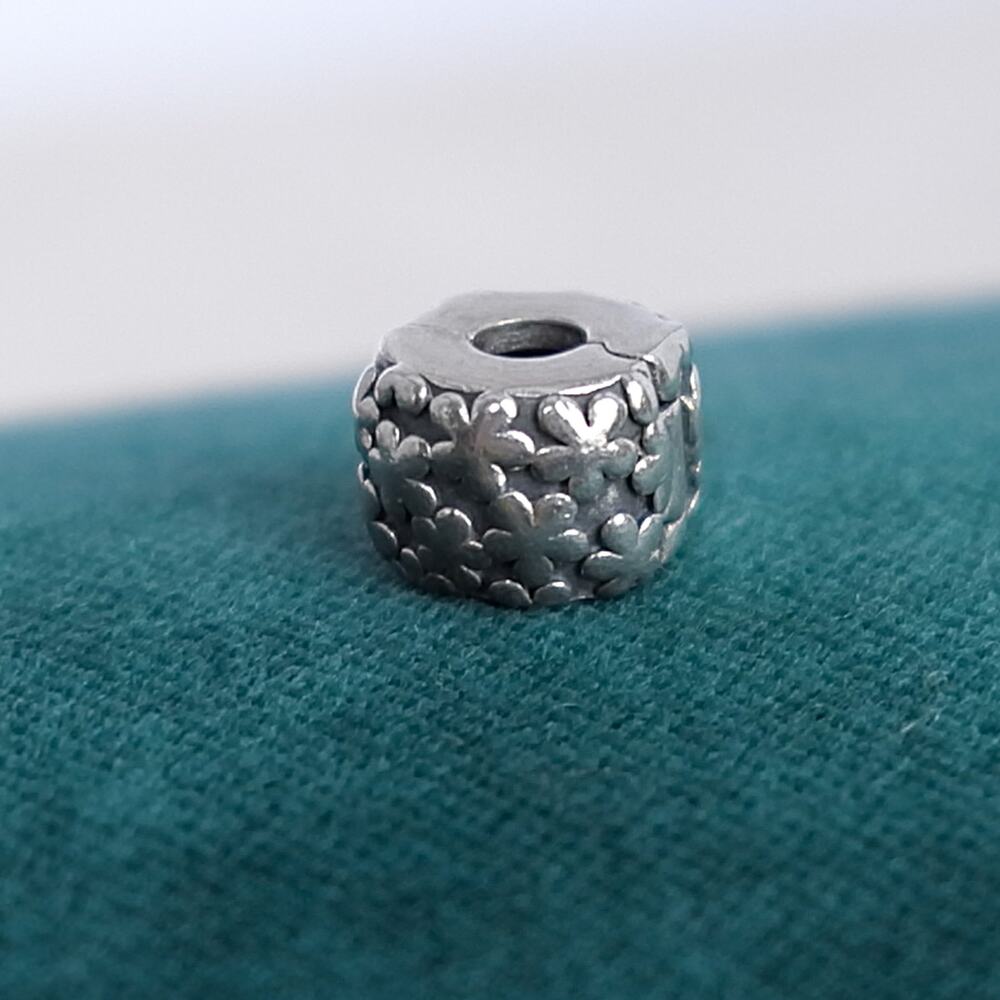 Pandora Sterling Silver Flowers Clip Charm 790533 Retired 925 Floral Stopper